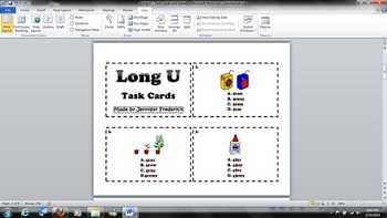 Preview of Word Stew - Board Game and Task Cards - Phonics - Long U - Common Core RF.3.3