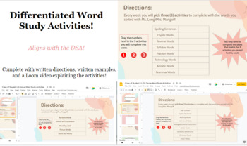 Preview of Word Study Activities- DSA Aligned Activities
