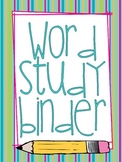 Word Study Binder and Dividers