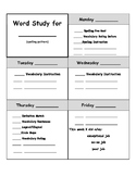 Word Study Cover Sheet