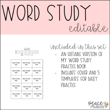 Preview of Word Study:: Editable