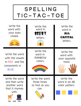 Preview of Word Study Game - Tic-Tac-Toe Spelling