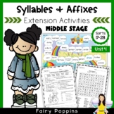 Word Study Games & Worksheets - Syllables and Affixes (Unit 4)