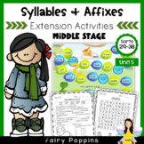 Word Study Games & Worksheets - Syllables and Affixes (Unit 5)