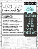Word Study Homework Set Words Their Way (EDITABLE pages in