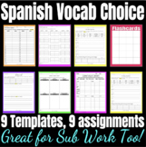 Spanish Sub Plans: Vocab Choice Board - Word Study Activit