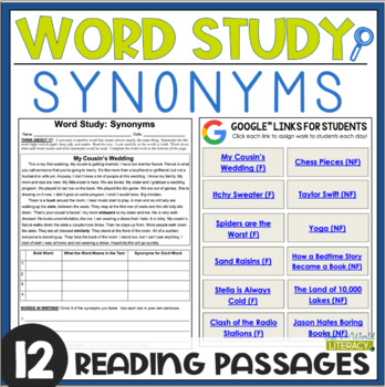 Preview of Word Study Passages - Synonyms - Digital & Print