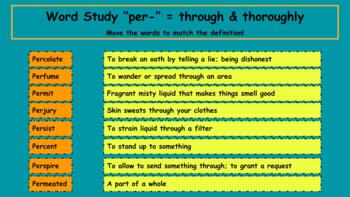 Preview of Word Study: Prefix "per-" Word List and Activity