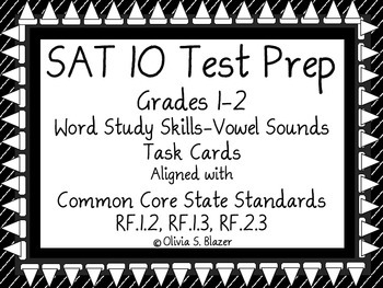 Preview of Word Study Skills - Vowel Sounds Task Cards - Grades 1 & 2 - SAT-10 Test Prep