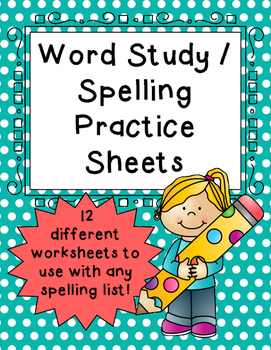 Word Study Spelling Practice Worksheets by The Teacher Creature | TPT