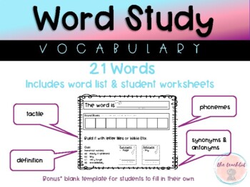 Word Study Vocabulary by Teachbot | TPT