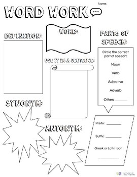 Preview of Word Study / Word of the Week or Day - Visual Template