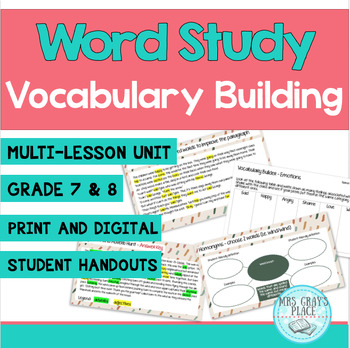Preview of Word Study for Middle School Students - Vocabulary Builder Lessons