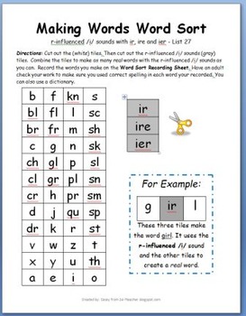 Preview of Word Study w/ r-influenced /i/ sounds (ir, ire & ier) - Words Their Way