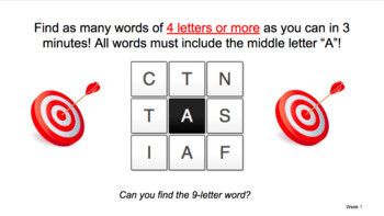 Preview of Word Target Bell-Ringer Activity
