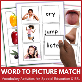 Vocabulary Activities for Speech Therapy | Matching Word to Picture