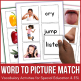 Vocabulary Activities Word to Picture Match Speech Therapy