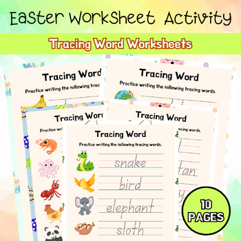 Preview of Word Tracing Handwritting Easter Worksheet PreK - 2nd Easter Activity Printable