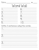 Word Wall & 3 Sentences