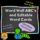 Word Wall ABC's and Editable Word Cards (Chalkboard Theme)
