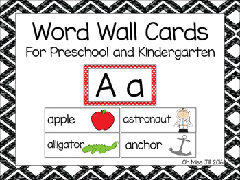 Preview of Word Wall Alphabet Word Cards For Preschool and Kindergarten
