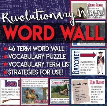 Preview of Word Wall American Revolution or Revolutionary War Vocabulary Practices