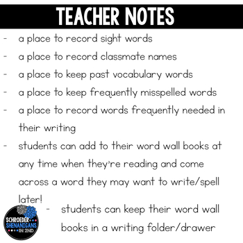 Word Wall Book by It's Simply Elementary | Teachers Pay Teachers