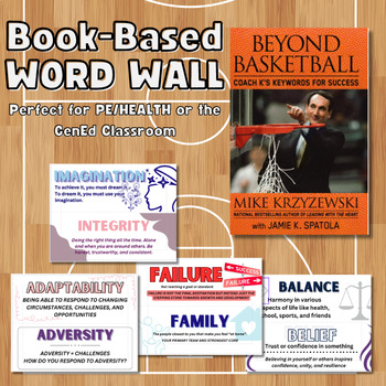 Preview of Word Wall - Book Based (Keywords for Success) - Motivational - PE - Health