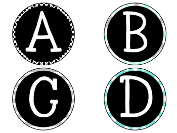 Preview of Word Wall/Book Bin Labels - Turquoise, Black, & Grey