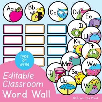 Preview of Word Wall Headers and Cards | Editable