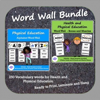 Preview of Word Wall Bundle! - Physical Education and Health Vocabulary Terms A-Z and more!