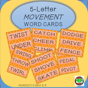 Preview of Word Wall Cards: 51 Printable Cards Using 5-Letter Movement Vocabulary