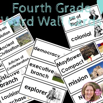 Preview of Fourth Grade Social Studies Marzano Academic Vocabulary Word Wall Cards