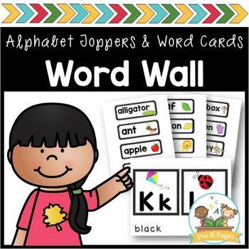 Preview of Word Wall Cards and ABC Toppers for Pre-K and Kindergarten ~ Black