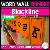 Word Wall Cards and Letters Bundle Blackline Theme Editable