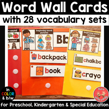 Preview of Word Wall Cards with Vocabulary for Preschool, Kindergarten & Special Education