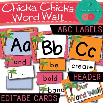 Preview of Word Wall Words Chicka Chicka Boom Boom Theme
