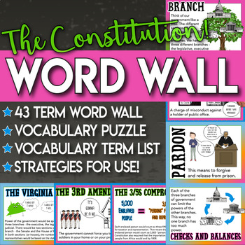 Preview of Word Wall Constitution Vocabulary Practices