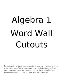 Preview of Word Wall Cutouts - Algebra 1