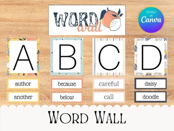 Preview of Word Wall Display Tropical Fruity Patterned, Bright Colorful Word Wall