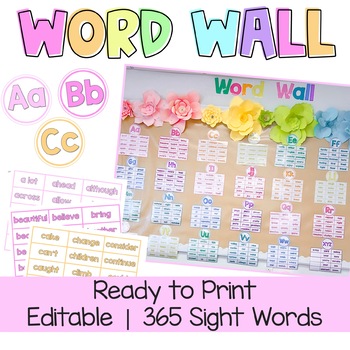 Preview of Word Wall Bulletin Board Kit | Sight Words | Spelling Wall |  Editable Words