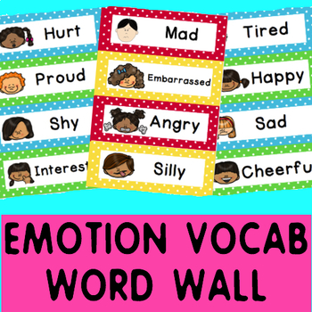 Preview of Word Wall: Self regulation Emotions/Feelings: 23 color cards