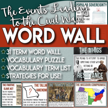 Preview of Word Wall - Events Leading to the Civil War Vocabulary Puzzle