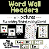 Word Wall Headers and Alphabet Cards with Pictures | Green