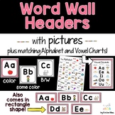 Word Wall Headers and Alphabet Cards with Pictures | Pink 