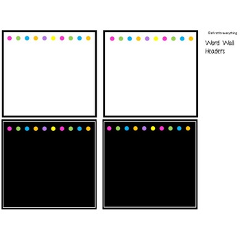 Word Wall Headers: Black and White Brights