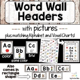 Word Wall Headers and Alphabet Cards with Pictures Farmhou