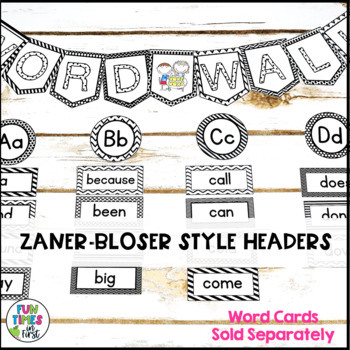 Word Wall Headers: Black and White Brights