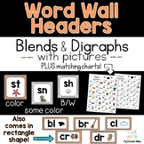 Word Wall Headers for Blends and Digraphs with Pictures | 
