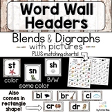 Word Wall Headers for Blends and Digraphs with Pictures Fa